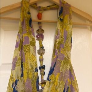 Zara NWT Medium Midi Print Beaded accent Dress